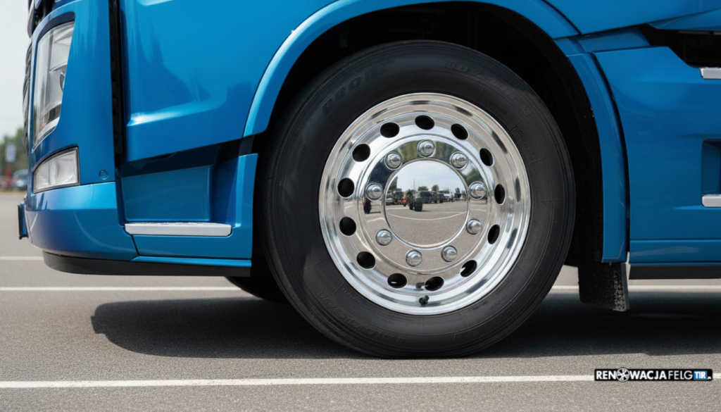 Polerowana felga ciężarowa TIR po renowacji – błyszcząca powierzchnia 22,5 cala w kolorze chrom